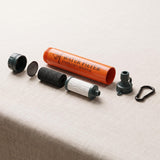 Exploded view of the SpringHold straw filter components