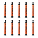 SpringHold Survival Straw 10-Pack — ten orange filter straws on white background